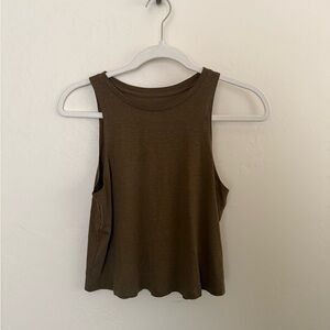 Girlfriend Collective Olive Green Cropped Boxy Tank Top - XS - NWT
